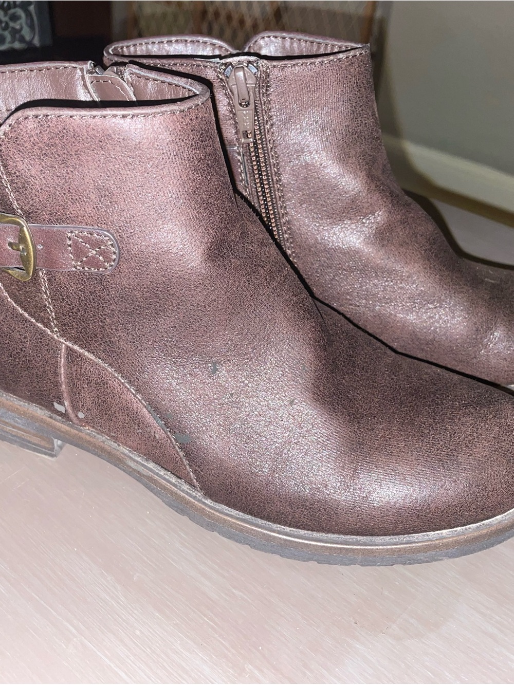 BareTraps Shimmery Brown Metallic Ankle Booties
